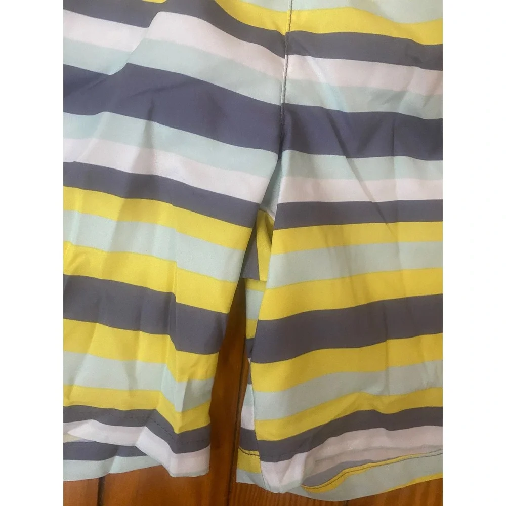 Crane Mens Striped Swim Trunks Yellow Grey Blue Board Shorts Size‎ Large